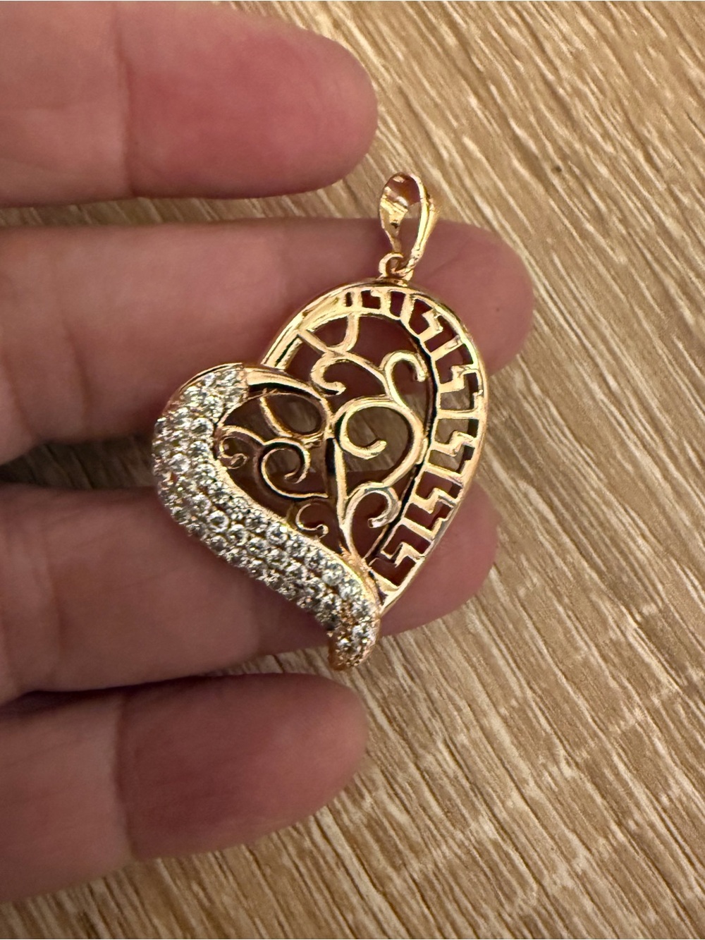 Gold Heart Pendant Necklace with Crystal Accents